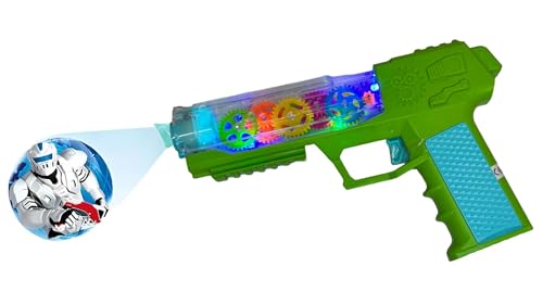 Regalo Ideale per Bambini - Perfetto per Festività e Compleanni: Questa Pistola Giocattolo con Luci e Suoni e Proiettore è un’idea regalo perfetta per compleanni, festività e occasioni speciali. Con la combinazione di effetti sonori, proiezioni e ingranaggi in movimento, questa pistola giocattolo è un regalo innovativo e divertente, che cattura immediatamente l’attenzione e stimola la fantasia. Ideale per bambini che amano i giochi di ruolo e d’azione, rende ogni momento di gioco speciale e ricco di emozioni. Funziona con 3 pile stilo AA (non incluse)