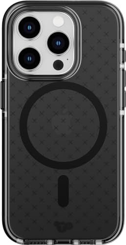 Image of Tech21 Evo Check case for iPhone 15 Pro - Compatible with MagSafe - Impact Protection Case - Smokey /Black