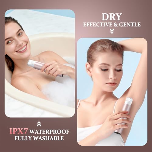 Image of Bikini Trimmer for Women, Dual Head Face Shaver Body Hair Trimmmer, IPX7 Waterproof Womens Electric Razor for Legs, Rose Gold