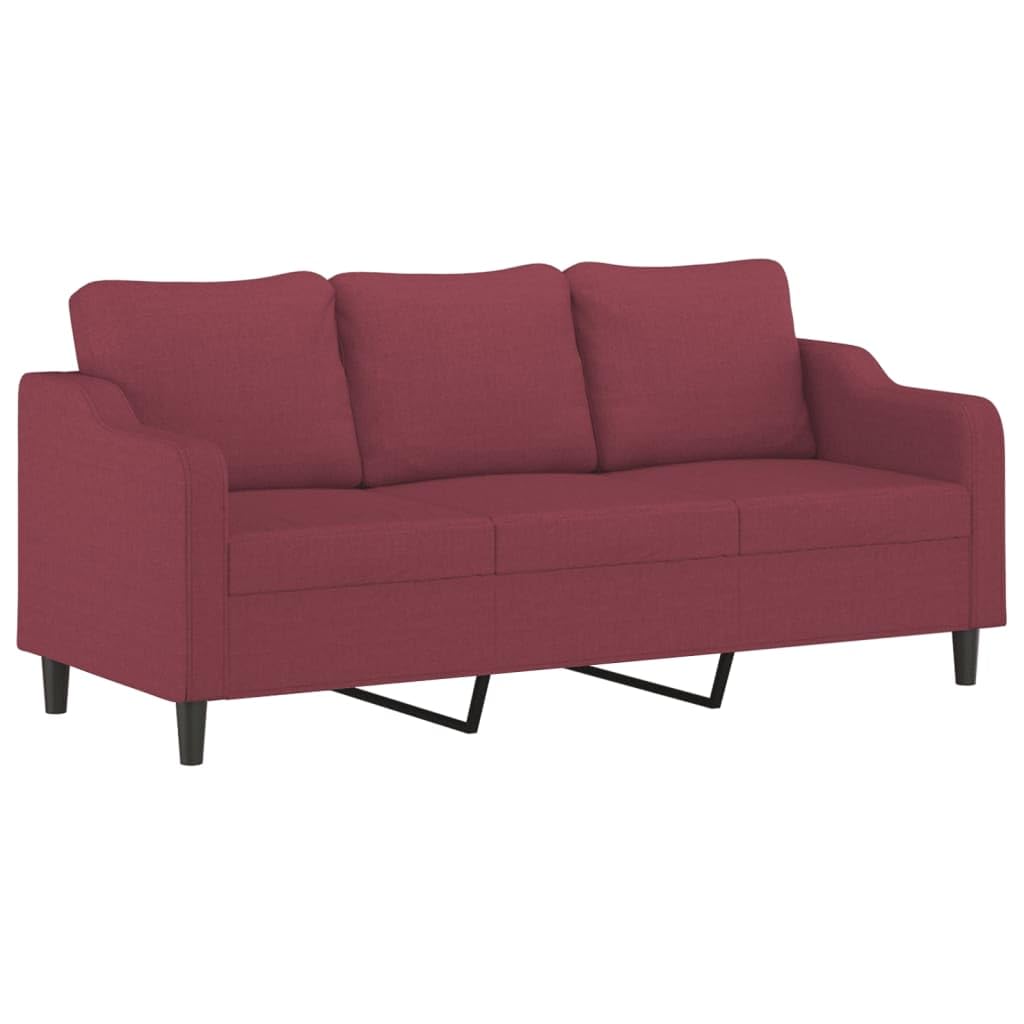 Juego de 2 muebles de sofá, color rojo vino y cojín