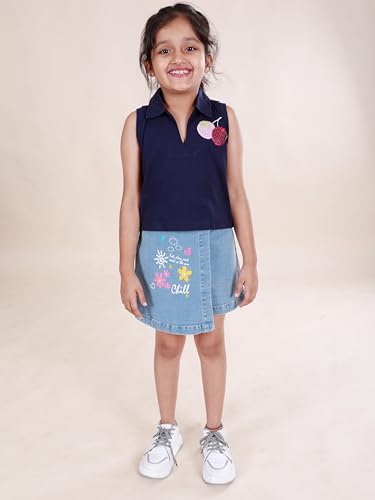 Image of KiddoPanti Girls Denim Over Lap Shorts