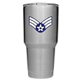 DHDM Designs USAF E4 SRA Senior Airman Air Force 3-Inch Rank 2-Pack Premium Quality Vinyl Decal Tumbler Stickers | Stickers ONLY Cup NOT Included | Laminated with UV Protective Laminate | PD3103