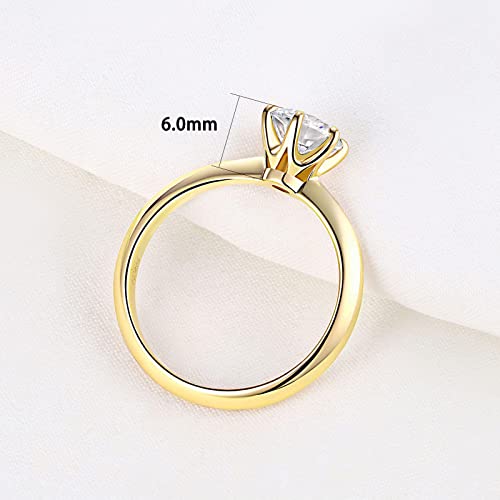 Blongme 1 Carat Moissanite Rings For Women Engagement Wedding Band 925 Sterling Silver Round Solitaire Yellow Gold Size 7 #TOP2