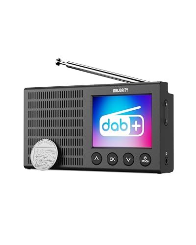 Portable Bluetooth DAB/DAB+ Radio | Rechargeable Battery Pocket Radio with 11 Hours Playback | FM, Dual Alarm, 20 Presets, and Full Colour LED Display | USB, Headphone Jack | MAJORITY Eddington