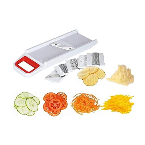 Suzec Plastic 6 in 1 Kitchen Chopper Premium Vegetable and Fruit/Chips, Potato Slicer Maker Multipurpose (White)