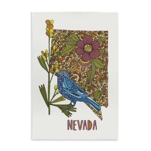 Nevada Bluebird Floral, 10 x 15 Inch Mounted Print on Wall Plaque