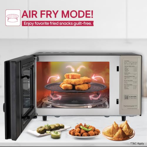 Image of LG 28 L, Convertible Microwave Oven with Air Fry, Charcoal Lighting Heater, Wi-Fi Enabled (MJEN286UGWF, Black, Motorised Rotisserie, 60 Air Fry Recipe, 40 Scan to Cook Recipes & 331 Auto Cook Menu)