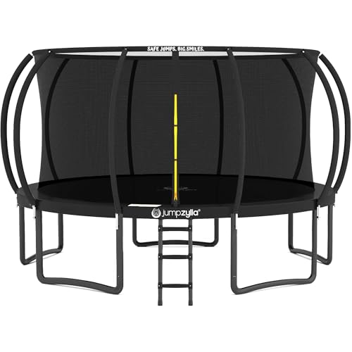 Image of JUMPZYLLA Trampoline Outdoor 8FT 10FT 12FT 14FT 15FT 16FT with Enclosure and Ladder, ASTM Approved Recreational Trampoline for Kids and Adults, Anti-Rust Coated Frame