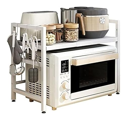 Étagère de cuisine extensible et support de four à micro-ondes à 2 niveaux en acier - 2