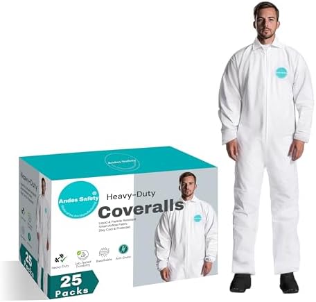 Andes 25 Hazmat Suits, Heavy Duty Paint Suits, Disposable Protect...