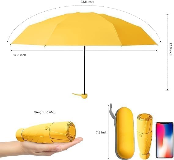 Image of SNKR ESSENTIALS Mini Umbrella with Case for Men & Women (Manual Open) Compact Travelling Umbrella, Polyester & UV Protection Fabric for Summer Use in Rain & Summer- 6 Frame