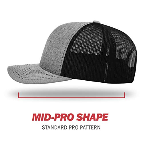 Richardson Unisex 112 Trucker Adjustable Snapback Baseball Cap, Split Heather Grey/Black, One Size Fits Most