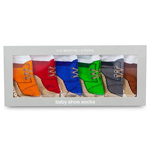 Baby Boy Socks That Look Like Chukka Desert Boots – 6 Pairs Of Non-Skid Socks – Fits 0-12 Months #TOP3