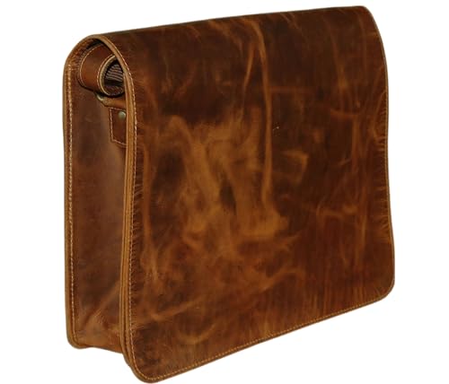 13" leather messenger bag laptop case office briefcase gift for men computer distressed shoulder bag3