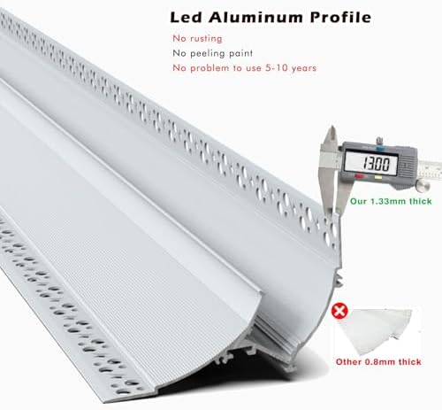 LED Strip Light Crown Molding with 90-Degree Connector, Aluminum Trim for Seamless Mounting, Plaster-in Design for Elegant Home Lighting Solutions