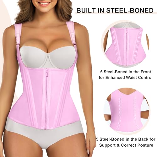 Image of SHAPERX Waist Trainer Corset for Women Tummy Control Sport Girdle Hourglass Waist Cincher Body Shaper with Steel Boned