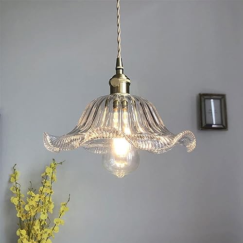 Wylolik Lampade a Sospensione Vintage, Lampade a Sospensione in Vetro a Fiori, Lampadario Colorato Lampadario a Sospensione Regolabile per Cucina Isola Soggiorno Corridoio Camera da Letto, Base E27 a
