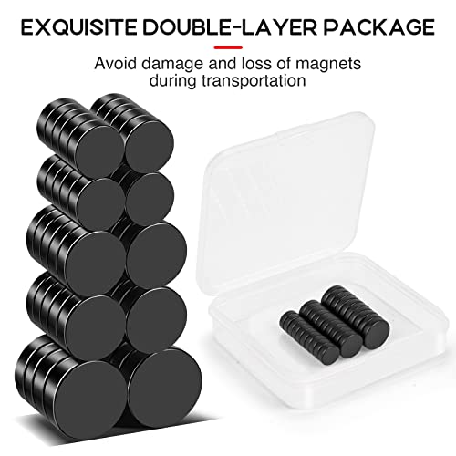 Image of 50Pcs Fridge Magnet 3 Sizes Small Magnets, 8x3mm,10x3mm,12x3mm | Different Size Refrigerator Magnet Rare Earth Magnet Black Strong Neodymium Magnets for Whiteboard Crafts DIY Office