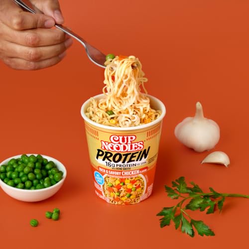 Image of Nissin Cup Noodles Protein Ramen, Chicken Flavor with Bone Broth, 16g Protein, 2.54 Ounce Cup (Pack of 6)