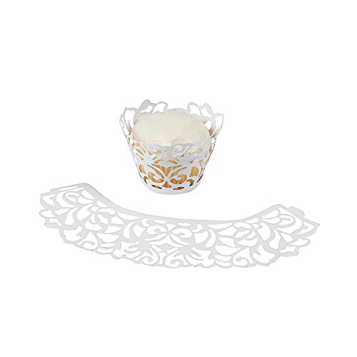 Fun Express - White Die Cut Cupcake Collars (2dz) for Wedding - Party Supplies - Serveware & Barware - Misc Serveware & Barware - Wedding - 24 Pieces