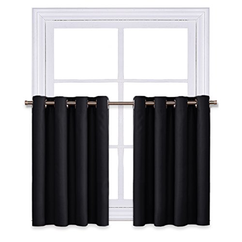 PONY DANCE Kitchen Curtains 36 inches - Small Window Covering Energy Efficient Grommet Top Tier/Valance for Bedroom & Kitchen, 52