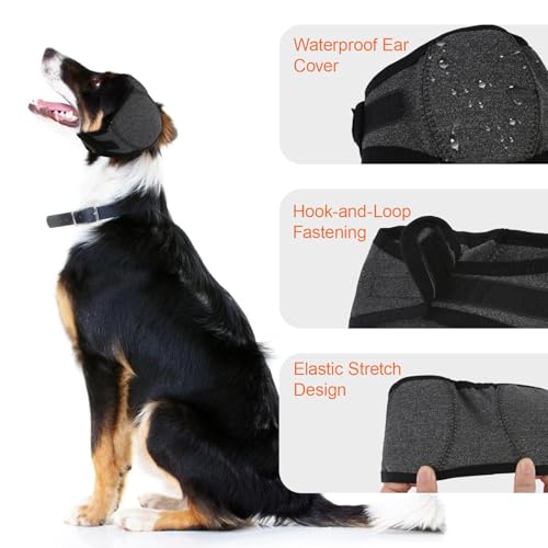 Hunde-Ohrenschützer, wasserdichte Hunde-Ohrenschützer, verstellbare Hunde-Lärmschutz-Ohrenschützer, bequeme Hunde-Ohrenschützer für Lärmschutz, für Bad, Pflege, Angstlinderung (M, Grau)