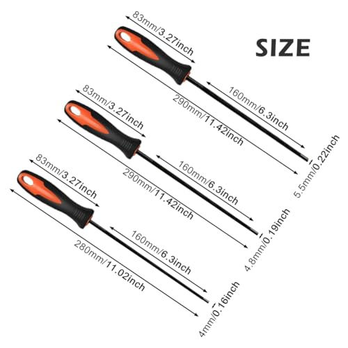 3 Stück Feile für kettensäge,Feile,Kettensägefeile,Kettensäge Feilen,Feilen Set Mit Griff, Gibt es 3 Größen von 4.0 mm,4.8 mm,5.5 mm,Geeignet für Kettensägen