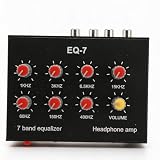 7-Band Sound Equalizer, Zweikanal, 12 DB Höhen- und Basseinstellung, Eingangsausgang, Aluminiumlegierung, 3,5 mm Klinke, Kompatibel mit Kopfhörern für Auto