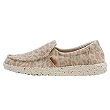 Hey Dude Women's Misty Woven Cheetah Tan Size 6 | Women’s Loafers | Women’s Slip On Shoes | Comforta