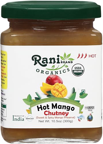 Rani Organic Hot Mango Chutney (Spicy Indian Preserve) 10.5oz (300g)