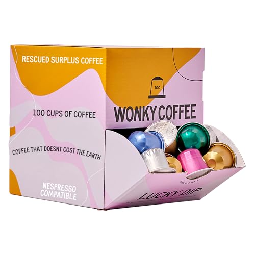 Wonky Coffee Lucky Dip - 100 Pods Compatible with Nespresso Coffee Machines Made of Rescued Surplus Pods from Micro-Roasters to the Biggest Coffee Brands in the World. (Standard, Lucky Dip)