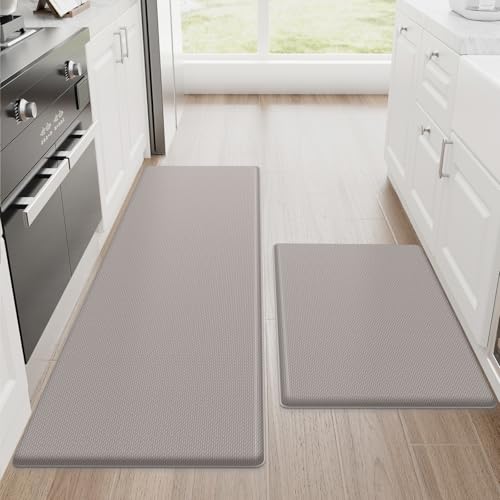 StepRite Kitchen Mats, 2PCS Kitchen Rugs, Cushioned Anti Fatigue Kitchen Mats for Floor, Non-Slip Standing Desk Mat, Waterproof Kitchen Rug Set for Kitchen, 20