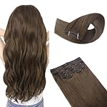 Clip in Hair Extensions Real Human Hair, Invisible Chocolate Brown Hair Extensions Clip ins for Short or Thin Hiar, Natural Remy Clip on Straight Hair Extensions 16inch 115g 7pcs