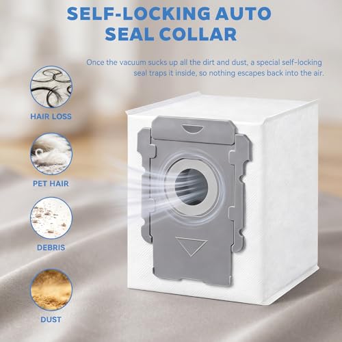 Image of 6 Pack Vacuum Bags for iRobot Roomba I /J /S Series &100-700 Combo Robot Vac | Compatible with i1+, i3+, i4+, i5+, i7+, i8+, j8+, j9+, s9 105 405 505 705 Combo, All Clean Base Automatic Dirt Disposal Bags