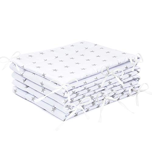 Amilianu00ae Bettumrandung Nest Kopfschutz Nestchen 420x30cm, 360x30cm, 180x30 cm Bettnestchen Baby Kantenschutz Bettausstattung Sternchen weiß (A3) (360x30cm)