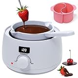 fisca Schokoladen Schmelzschale, Bonbonwärmer mit 2 Einsatzgläsern, Spatel, Matte, Extra Großes Fassungsvermögen Küche Schmelzen Werkzeug Zubehör für Dipping Kuchen Lutscher