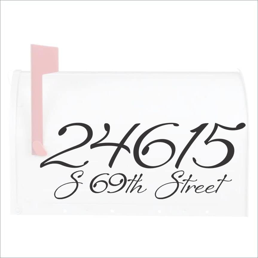 Calcomanía de vinilo brillante para buzón elegante con dirección, básica o jumbo (negro, Jumbo 21 x 9.5 pulgadas)
