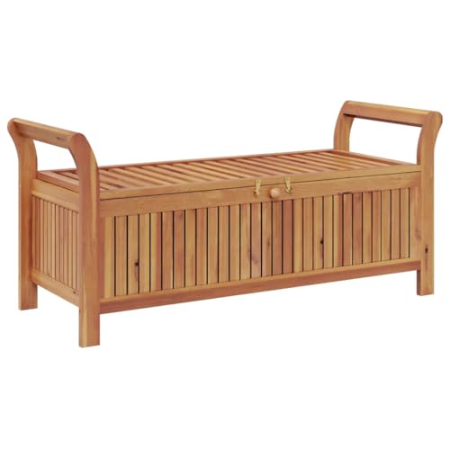 Banco de jardín en madera maciza de acacia de 126 cm con acabados elegantes 7