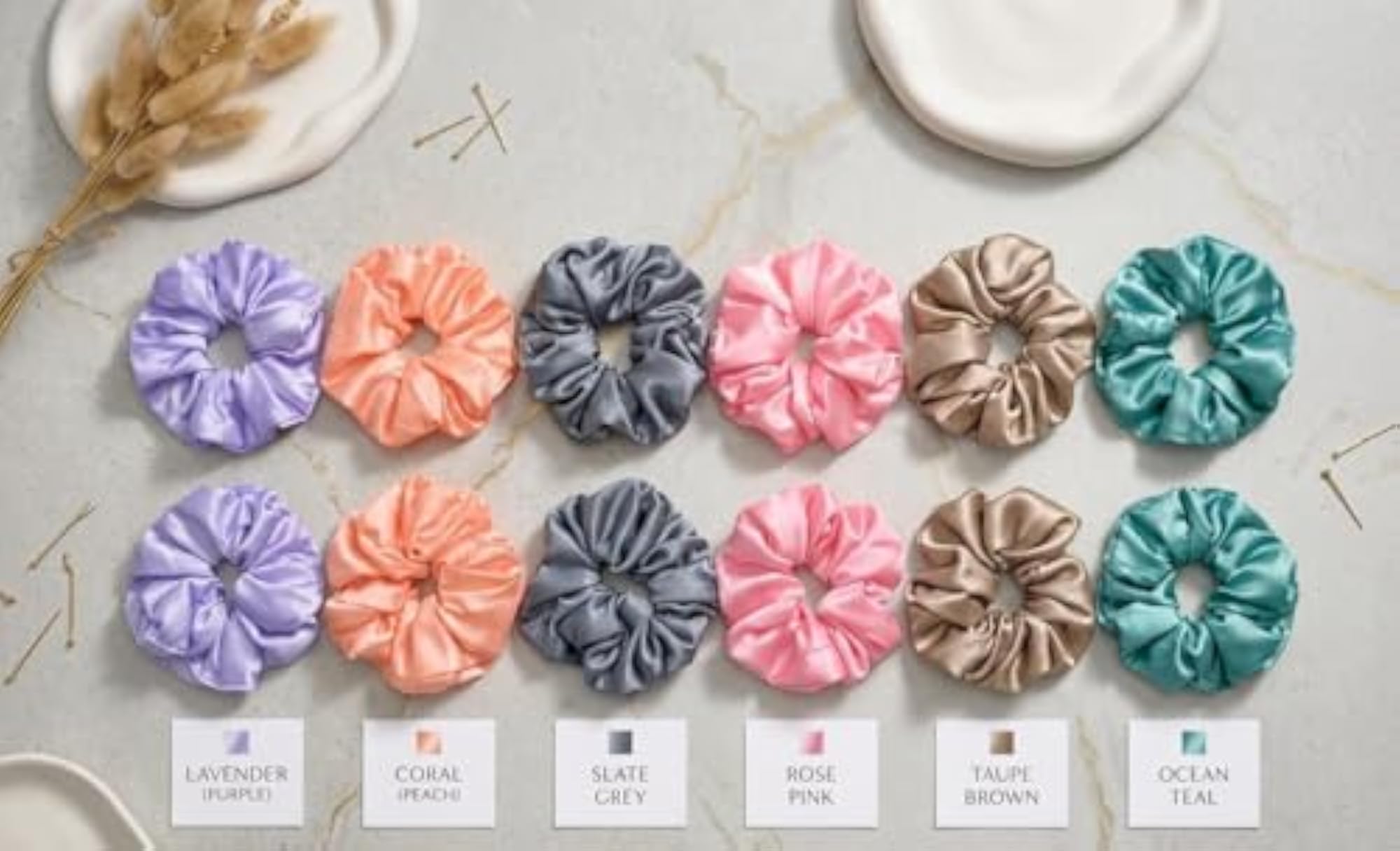 Satin Silk Hair Scrunchies for Women, Mini Size Pack of 12