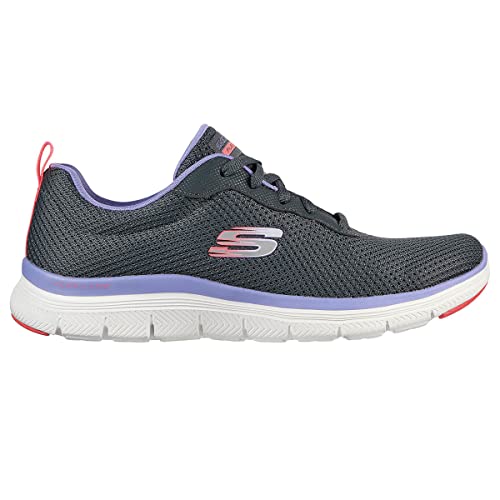 Miniatura 6 de Skechers Flex Appeal 4.0 Brilliant View, Zapatillas Mujer, Charcoal Mesh Lavender Trim, 39 Eu
