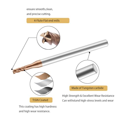 Image of Carbide Extended Flat End Mills Deep Groove Mills 4 Flute，Suitable for Side milling Slotting， for Milling Alloy Steels, Hardened Steel, Metal etc.1 Pcs D2.5*L10*D4*L50mm