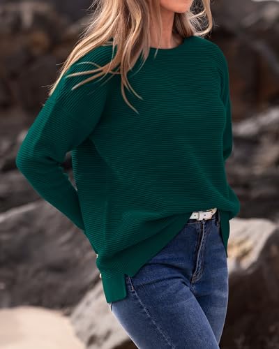 BTFBM Fall Sweaters for Women 2025 Casual Long Sleeve Sweater Striped Loose Fit Pullover Tops