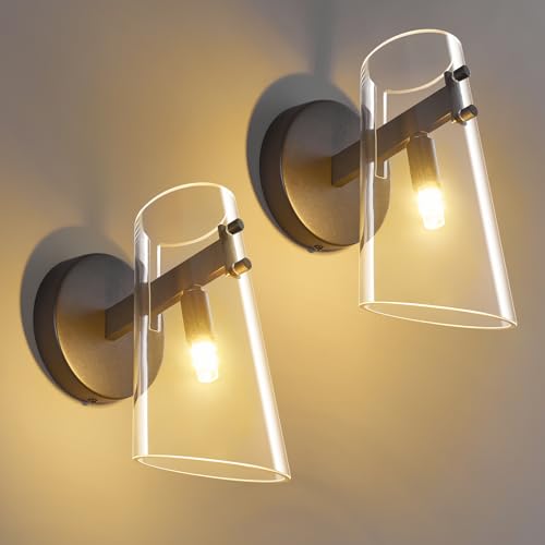 Jxjyhl JW-371-2 Black 2-Pack Wall Light Fixtures,Cone Shaped Clear Glass Wall Sconce Lamp cover