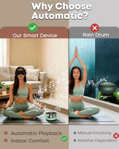 Image of Rain Drum Alternative-PUVIDJUT M3 Musical Instruments with Meditation Chime,5 Solfeggio Frequencies (417-639Hz), for Inner Peace, Deep Sleep & Chakra Healing, USB-C Rechargeable (Green)