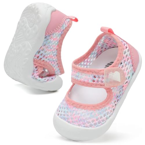 BARERUN Toddler Baby Water Shoes Barefoot Quick Dry Swim Sport Pool Aqua Shoes for Boy's Girl's Walking Socks Sandals for 10 Month Old Girl Pink Infant Size 6-12 Months
