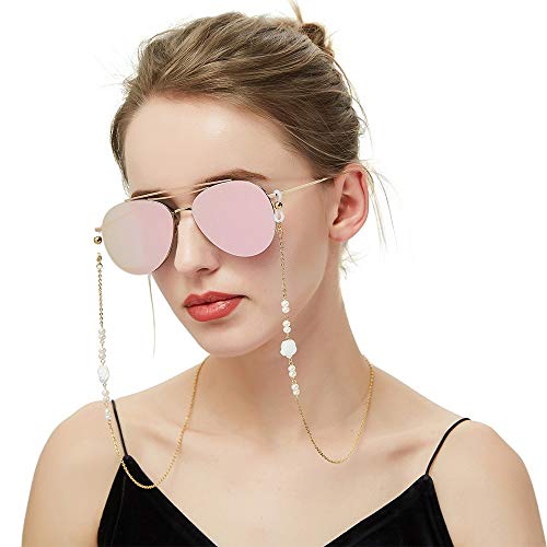 Chaîne de lunettes rétro pour femmes et hommes - Cordon de verres anti-perte noir et or