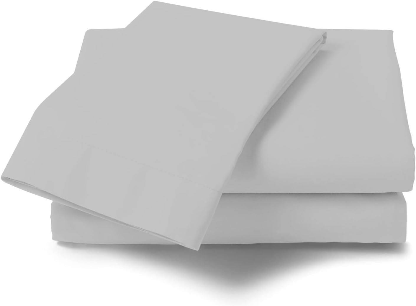 GC GAVENO CAVAILIA Plain Dyed Super King Flat Sheets- Easy Care Percale Bedding Set- Anti Allergy Soft Polycotton Bed Sheets- Silver