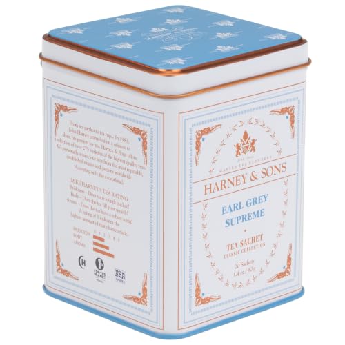 Image of Harney & Sons Earl Grey Supreme, Black Tea, 20 Sachets | Black tea with bergamot oil and silver tips. Contains caffeine.