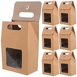 TOVINANNA Bolsas Kraft Marrones Ventana Transparente 12 Piezas para Regalos y Dulces, Papel Kraft Resistente, Tamaño Mediano, Adecuado para Bodas, Cumpleaños y Embalaje Sostenible