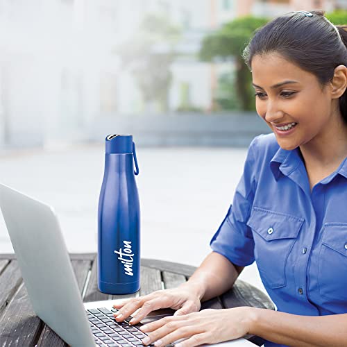 Image of Milton Fame 600 Thermosteel Water Bottle 500 ml, 24 Hr Hot and Cold I Leak Proof Lid, ISI Certified I Vacuum Insulated I for Office, Gym, School I Blue